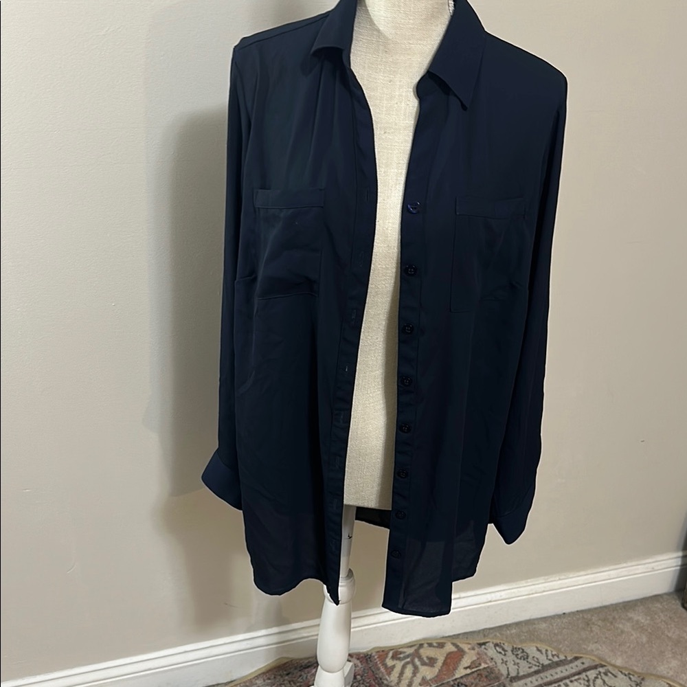 CJ Banks Black Oversized Button Down‎ Shirt